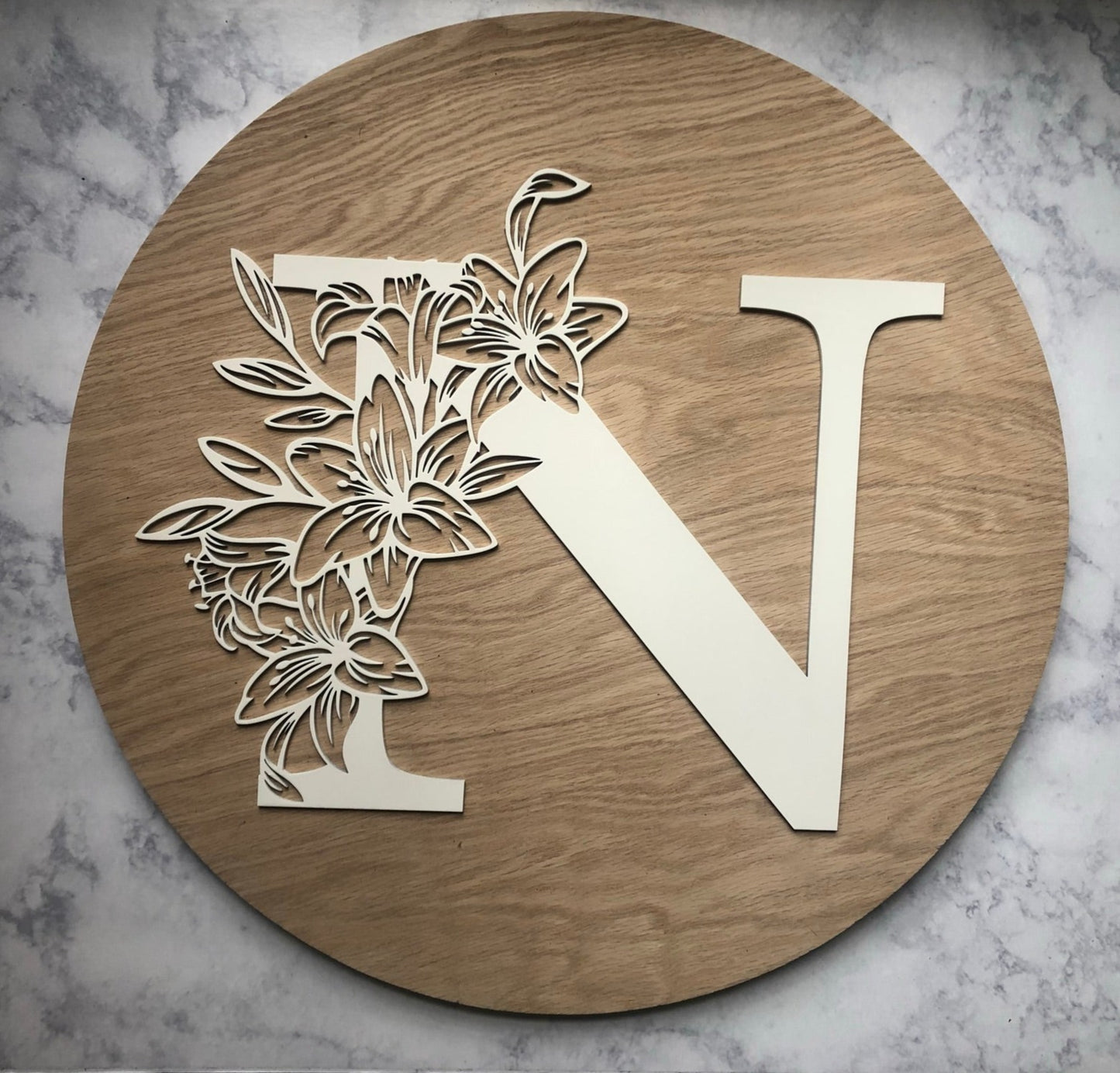 Floral Monogram Initial Sign | Layered Wall Decor