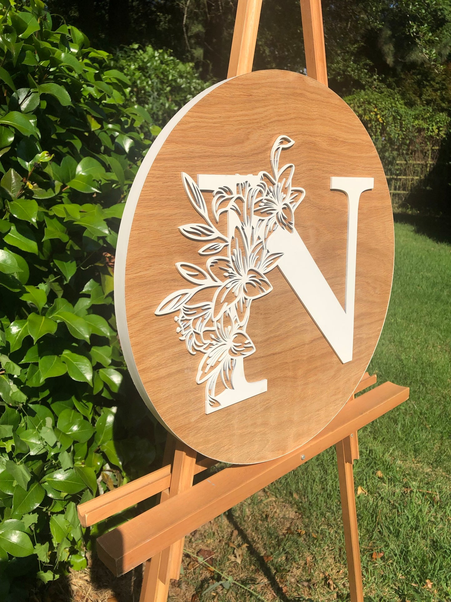 Floral Monogram Initial Sign | Layered Wall Decor