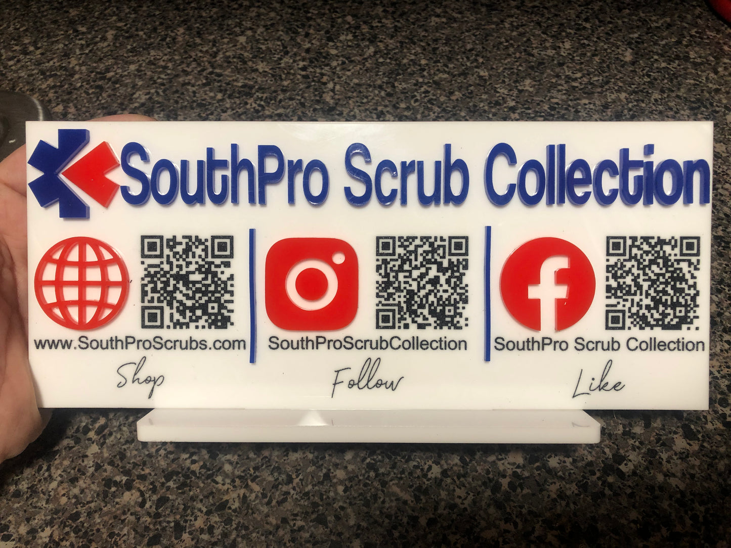 Rectangle Business Name with Scannable QR Code Sign